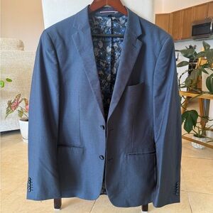 Men's Navy Blue & Floral Blazer